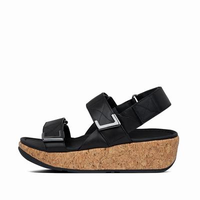 Fitflop Remi Adjustable Leather - Sandalen Damen - Schwarz (XGY193267)